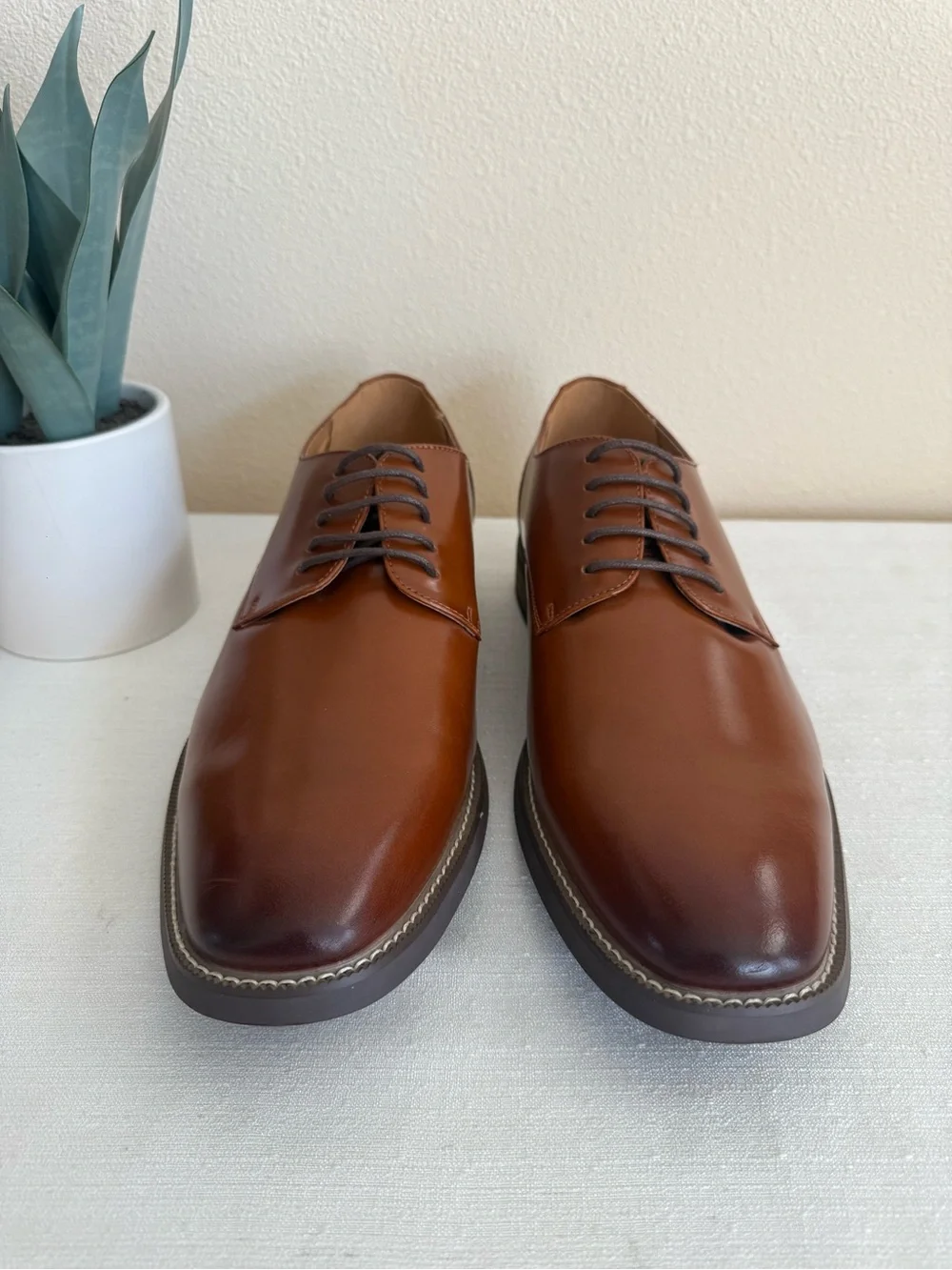 New Joseph Abboud Men's Classic Brown Leather Derby Shoes